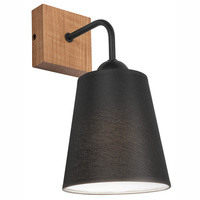 Lampa Ścienna Kinkiet LULA E27 Czarny Dębowy KM-1.200 Lamkur