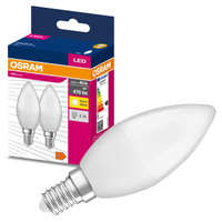 2x Żarówka LED B35 Świeczka E14 4.9W = 40W 470lm 3000K Ciepła 220° VALUE CLASSIC Osram