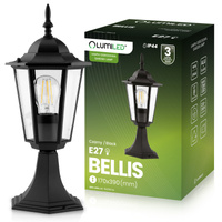 Lampa Ogrodowa Zewnętrzna E27 SŁUPEK LATARNIA 39cm Czarna BELLIS LUMILED