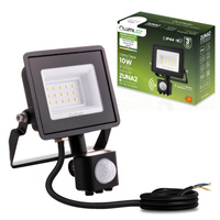 Naświetlacz LED ZUNA2 10W 900lm 4000K IP44 Czarny Czujnik Ruchu LUMILED