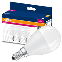 3x Żarówka LED P45 Kulka E14 6.5W = 60W 806lm 6500K Zimna 150° VALUE CLASSIC Osram
