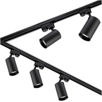 Zestaw Szyna Oświetleniowa Szynoprzewód 3m + 5x Reflektor Szynowy SAGI GU10 Czarny + Łącznik L LUMILED