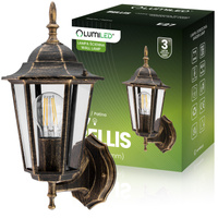 Kinkiet Ogrodowy Elewacyjny Zewnętrzny E27 LATARNIA do GÓRY Patyna BELLIS LUMILED