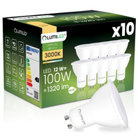 10x Żarówka LED GU10 Reflektor PAR16 12W = 100W 1320LM 3000K Ciepła 120° LUMILED