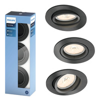 3x Oprawa Podtynkowa Wpuszczana GU10 Szara Donegal Philips