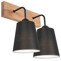 Lampa Ścienna Kinkiet LULA 2xE27 Czarny Dębowy KM-2.200 Lamkur
