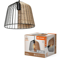 Lampa Sufitowa Wisząca Dekoracyjna E27 Zwis Czarny Brązowy Rattan Decor Ledvance