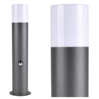 Lampa Ogrodowa LED Słupek E27 TUBA NISKA Grafit 44cm DALLAS GOLDLUX (Polux) Z Czujnikiem Ruchu I Zmierzchu