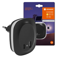 Lampka Nocna LED Orientacyjna do Gniazdka 12.5W 9lm 3000K Ciepła z Czujnikiem Zmierzchu Czarny Lunetta Ledvance