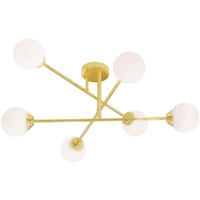 Lampa Wisząca Sufitowa 6xE27 Żyrandol GOLD PALLE Szklane Klosze