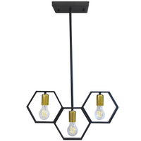 Lampa wisząca sufitowa retro loft 3x E27 czarny + złoty Honey GOLDLUX (Polux)