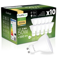 10x Żarówka LED GU10 Reflektor PAR16 6W = 50W 580LM 3000K Ciepła 120° z Czujnikiem Ruchu i Zmierzchu LUMILED
