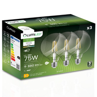 Zestaw 3x Żarówka LED E27 G95 8W = 75W 4000K Neutralna Globe Filament LUMILED
