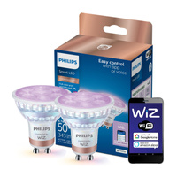 2x Żarówka LED GU10 Reflektor PAR16 4.7W = 50W 345lm 2200-6500K RGB + TW Inteligentna SMART WiFi Bluetooth Aplikacja WiZ Philips