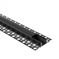 Profil Aluminiowy LED do Płyt GK Gipsowych REGIPS Szeroki Podpłytkowy do Glazury Czarny 2m z Kloszem Czarnym do Taśm LED + Zaślepki seria GNS Ecolight