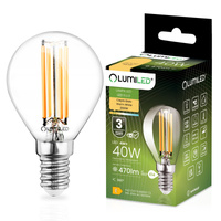 Żarówka LED E14 Kulka P45 4W = 40W 470lm 3000K Ciepła 360° FILAMENT LUMILED