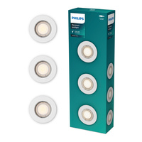 3x Oprawa Podtynkowa Wpuszczana LED GU10 Stała Aluminiowa Okrągła Biała Peridot Philips