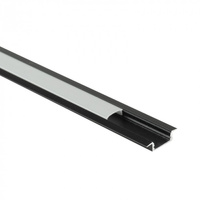 Profil Aluminiowy LED Wpuszczany Podtynkowy Czarny 1m z Kloszem Mlecznym do Taśm LED + Zaślepki seria P Ecolight