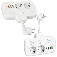 Rozgałęźnik KOBI LINEA FL 2x230V Uziemienie 3 Wyłączniki 4xUSB Biały