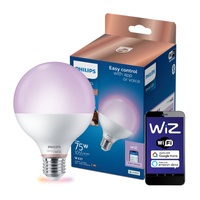 Żarówka LED E27 Kula G95 11W = 75W 1055lm 2200-6500K RGB + TW Inteligentna SMART WiFi Bluetooth Aplikacja WiZ Philips