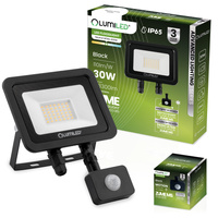 Naświetlacz z Czujnikiem Ruchu LED ZUME 30W 3300lm 4000K IP65 Czarny Advanced Lighting Series LUMILED 