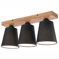 Lampa Sufitowa LULA 3xE27 Czarna Dębowa LM-3.200 Lamkur