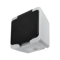 Gniazdo Hermetyczne Pojedyńcze Natynkowy z Klapką AQUATIC MINI IP54 ORNO Biało- Czarny