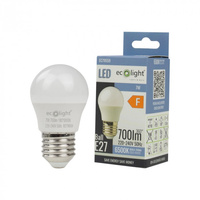 Żarówka LED Kulka P45 E27 7W 630lm 6500K Zimna Ecolight