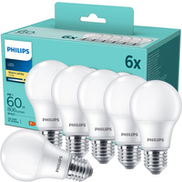 6x Żarówka LED E27 A60 8W = 60W 806lm 2700K Ciepła 180° Essential Philips