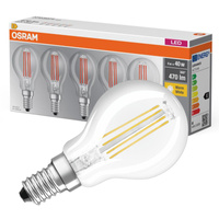 5PAK Żarówka LED E14 P45 4W = 40W 470lm 2700K Ciepła Filament OSRAM Base