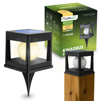 Lampa Solarna Ogrodowa LED Wbijana Zewnętrzna na Słupek Ogrodzeniowy Ogrodzenie Balustradę Taras 3000K KWADRUS LUMILED
