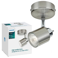 Lampa Ścienna Kinkiet Reflektor Natynkowy GU10 Nikiel Meranti Philips