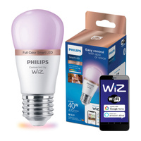 Żarówka LED E27 Kulka P45 4.9W = 40W 470lm 2200-6500K RGB + TW Inteligentna SMART WiFi Bluetooth Aplikacja WiZ Philips