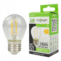 Żarówka LED Kulka P45 E27 2W 240lm 2700K Ciepła FILAMENT Ecolight