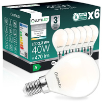 6x Żarówka LED E14 Kulka P45 2,2W 470lm = 40W 4000K Neutralna 360° Filament KLASA A LUMILED