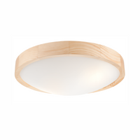 Plafon LED Lampa Sufitowa ANELLO 2xE27 Biała Drewniana Okrągła Szklana Klosz LD.PD-8.2 Lamkur