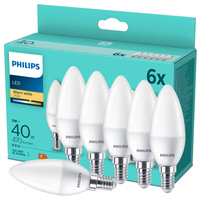 6x Żarówka LED E14 Świeczka B35 4.9W = 40W 470lm 2700K Ciepła Essential Philips