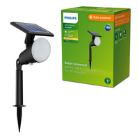 Lampa Ogrodowa LED Solarna Wbijana Czarna Kierunkowa Reflektor 2700K IP44 PHILIPS