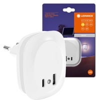 Lampka Nocna LED Z Wtyczką USB-A USB-C do Gniazdka 12.5W 9lm 3000K Ciepła z Czujnikiem Zmierzchu Biały Lunetta Ledvance