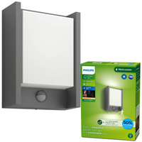 Lampa Ogrodowa LED Kinkiet Elewacyjny ARBOUR 3,8W Czujnik Ruchu 2700K Ciepła IP44 Antracyt PHILIPS