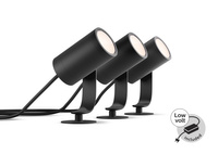 Zestaw 3x Reflektor Ogrodowy Wbijany LED 8W 590lm IP65 White and Color Ambiance RGB + TW Czarna Inteligentna SMART Zigbee Bluetooth Lily Philips HUE