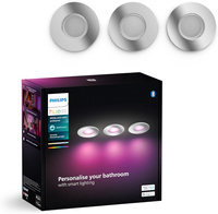 3x Oprawa Podtynkowa Wpuszczana LED Hermetyczna IP44 Łazienkowa 4.2W 400lm IP44 White and Color Ambiance RGB + TW Chrom Inteligentna SMART Zigbee Bluetooth Xamento Philips HUE