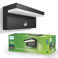 Kinkiet Ogrodowy Lampa Elewacyjna Zewnętrzna LED 9W 1000lm 2700K IP44 z Czujnikiem Ruchu i Zmierzchu Antracyt Bustan Philips