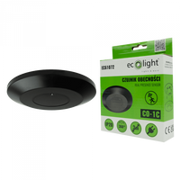 Czujnik Ruchu i Zmierzchu Czujnik Obecności PIR Natynkowy Sufitowy Czarny 3m 360° CO Ecolight