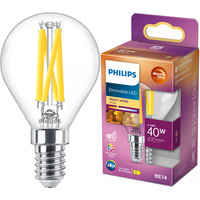 Żarówka LED E14 Kulka P45 3.4W = 40W 470lm 2200-2700K Ciepła CRI90 FILAMENT Ściemnialna WarmGlow Philips