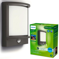Kinkiet Ogrodowy Lampa Elewacyjna Zewnętrzna LED 3.8W 800lm 2700K z Czujnikiem Ruchu i Zmierzchu Antracyt Samondra Ultra Efficient Philips