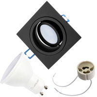 Oprawa HALOGENOWA Podtynkowa Ruchoma GU10 MR16 Kwadrat Czarna CASSIO LUMILED + Żarówka LED GU10 6W = 60W 580lm Zimna