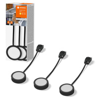 3x Lampka LED 3W 3000K Oprawa Oświetleniowa Podszafkowa Czarna LEDVANCE