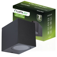 Kinkiet Ogrodowy Elewacyjny Lampa Zewnętrzna GU10 ALLIUM Czarna Kwadrat LUMILED