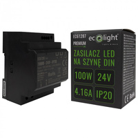Zasilacz na Szynę DIN do Taśm LED 100W 24V 4.16A IP20 PREMIUM Ecolight